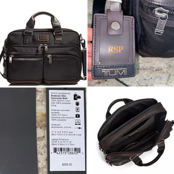Tumi Other - TUMI $399 Alpha Bravo Andersen Slim Commuter Briefcase Ballistic Black Brown EUC